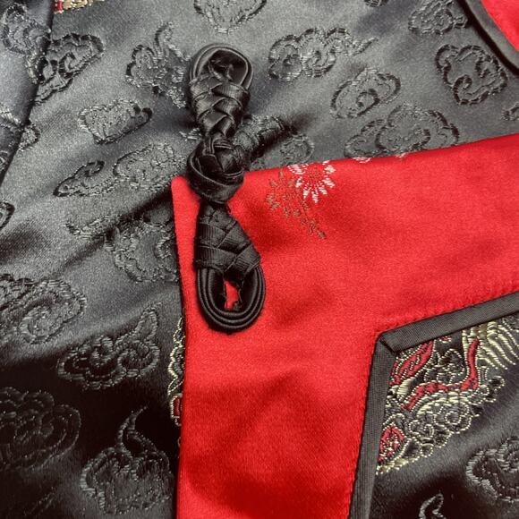 Vintage Peony Brand Cheongsam Top Blouse Size 36 Black Jacquard Brocade Chinese - Picture 5 of 11